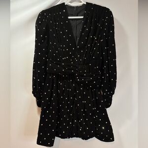 Black Velvet Mini Dress with diamonds